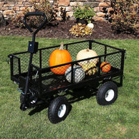 Garden Dump Rolling Mesh Cart with Heavy Duty Steel Frame,10 Inch Pneumatic Tires Maximum Load Capacity of 300 Kg (Black)