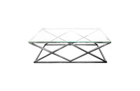 Alsea - Silver Coffee Table With Clear Glass Top