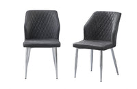 Cross Pattern Dining Chair - Charcoal with Silver Legs - Set of 4