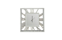 Decorative silver mirrored clock - 60cm