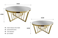 Salina Coffee Table 80cm Gold Base - Mirror Glass