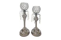 Crystal Silver Ball Candle Holder -Set of 2