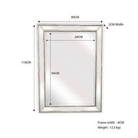 Silver Beaded Framed Mirror - Rectangle 80cm x 110cm