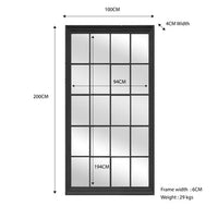 Window Style Mirror - Black Rectangle 100cm x 200cm