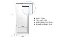 Medium Silver Beaded Framed Mirror - 70cm x 170cm