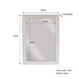 French Provincial Ornate Mirror - White - Small 80cm x 110cm