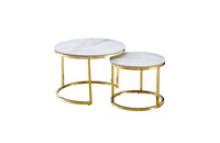 Nesting Style Coffee Table - White on Gold - 60cm/45cm