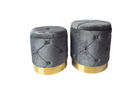 Amy Storage Foot Stools Set of 2 - Gray / Gold