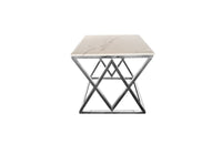 Alsea Side Table Silver Base - White Marble