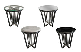 Salina Side Table 45cm Black Base - Black Glass