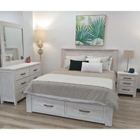 Foxglove Dresser Mirror 6 Chest of Drawers Tallboy Storage Cabinet - White