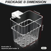 2pc Aquarium Plant Holder Clear Hanging Aquatic Planters with Hooks for Fish Tank Decor