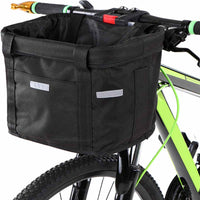 Bike Basket Folding Cat Dog Carrier Bicycle Handlebar Bag Quick Release Detachable Storage Basket