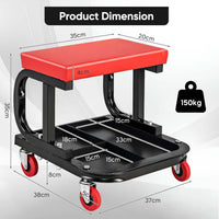 Garage Roller Seat Car Creeper Seat with Tool Tray Storage for Garages Mechanic Roller Seat