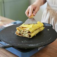 34cm Seasoned Cast Iron Induction Crepes Pan Baking Pancake Tool Pizza Bakeware