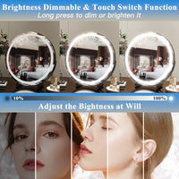 40cm Large Makeup Desk Mirror Lights Round LED Makeup Make up Mirror Bedroom Tabletop Touch Control Black