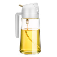 600ml 2 in 1 Glass Oil Sprayer Dispenser Kitchen Sprayz Cooking Baking Oil Bottle BBQ Spray White