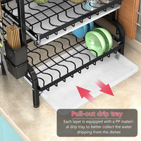 Dish Rack 3 Tier Dish Dryer Drainer Stainless Steel Dish Drying Rack Drip Trays Side Holder Kitchen Storage Save Space
