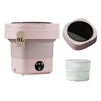 Mini 8L Portable Foldable Washing Machine Washer for Underwear Baby Clothes Camping Travel Pink