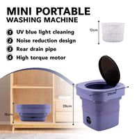 Mini 8L Portable Foldable Washing Machine Washer for Underwear Baby Clothes Camping Travel Purple