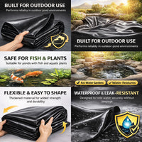Heavy Duty 0.5mm HDPE Pond Liner Waterproof Sheet 4.5m x 3m for Garden & Fish Ponds