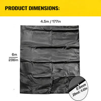 Heavy Duty 0.5mm HDPE Pond Liner Waterproof Sheet 4.5m x 6m for Garden & Fish Ponds