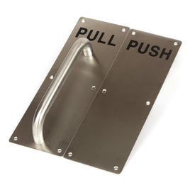 304 Stainless Steel  Commercial Door Pull Push Handle Plate Set for Bathrooms, Stairwell Fire Doors etc