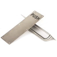 304 Stainless Steel  Commercial Door Pull Push Handle Plate Set for Bathrooms, Stairwell Fire Doors etc