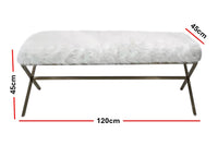 Interior Ave - Oxley Fur Bench - White & Gold