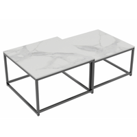 Interior Ave - Ciest Square Nested Coffee Table Set - White Marble Stone