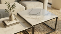 Interior Ave - Ciest Square Nested Coffee Table Set - White Marble Stone