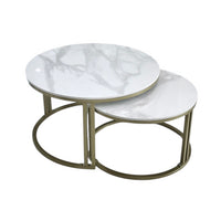 Interior Ave - Premier Nested Coffee Table Set - White Marble Stone