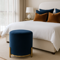 Interior Ave - Apollo Velvet Ottoman - Blue