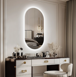 Interior Ave - LED Oval Frameless Salon / Bathroom Wall Mirror - 50 x 100cm