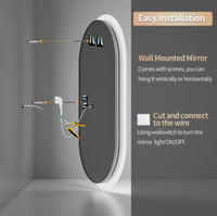 Interior Ave - LED Oval Frameless Salon / Bathroom Wall Mirror - 50 x 100cm
