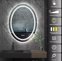 Interior Ave - LED Oval Frameless Salon / Bathroom Wall Mirror - 50 x 70cm
