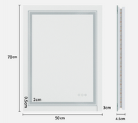 Interior Ave - LED Rectangle Frameless Salon / Bathroom Wall Mirror - 70 x 50cm