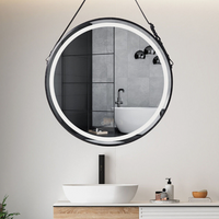 Interior Ave - LED Round Hanging Salon / Bathroom Wall Mirror - Black - 60cm