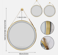 Interior Ave - LED Round Hanging Salon / Bathroom Wall Mirror - Gold - 60cm