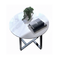 Interior Ave - Sienna Lamp / Side Table - White Marble Stone