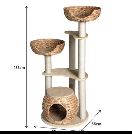 Whisker Wonderland Premium Eco Bamboo Cat Tree Large - Natural Bamboo Structure, Safe & Stable, Multi-Functional Cat Furni...