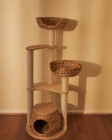 Whisker Wonderland Premium Eco Bamboo Cat Tree Large - Natural Bamboo Structure, Safe & Stable, Multi-Functional Cat Furni...