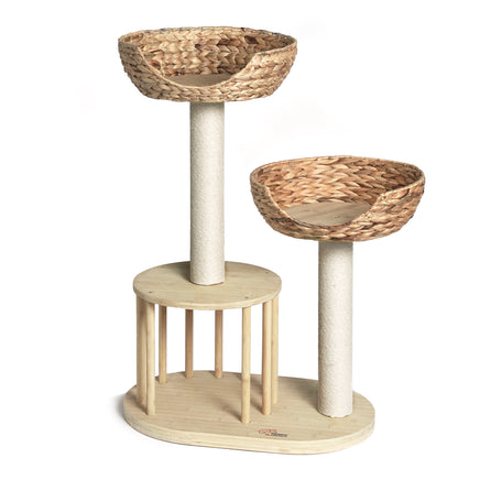 Whisker Wonderland Premium Eco Bamboo Cat Tree Medium - Natural Bamboo Structure, Safe & Stable, Multi-Functional Cat Furn...