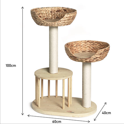 Whisker Wonderland Premium Eco Bamboo Cat Tree Medium - Natural Bamboo Structure, Safe & Stable, Multi-Functional Cat Furn...