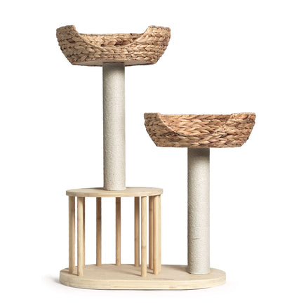 Whisker Wonderland Premium Eco Bamboo Cat Tree Medium - Natural Bamboo Structure, Safe & Stable, Multi-Functional Cat Furn...