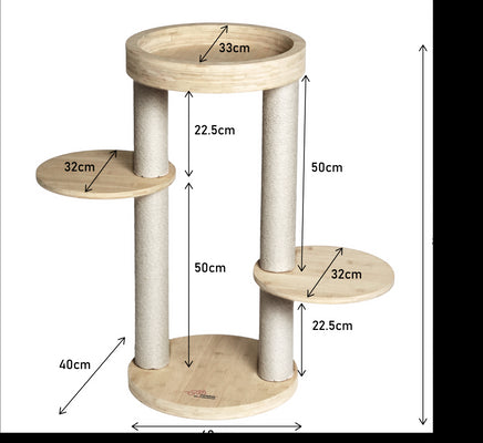 Whisker Wonderland Premium Eco Bamboo Cat Tree Small - Natural Bamboo Structure, Safe & Stable, Multi-Functional Cat Furni...