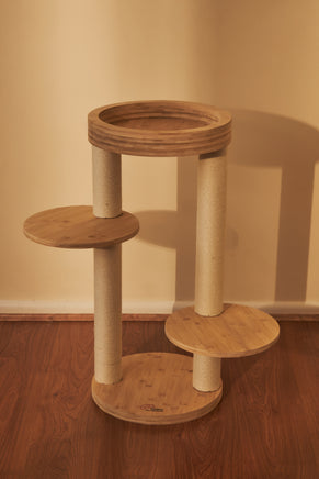 Whisker Wonderland Premium Eco Bamboo Cat Tree Small - Natural Bamboo Structure, Safe & Stable, Multi-Functional Cat Furni...