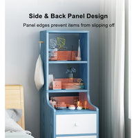 Minimalist Tall Bookshelf White Nightstand Cabinet with Drawers Curved Design