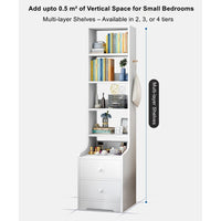 2x Bedside table pair with shelves drawers side hook modern design white