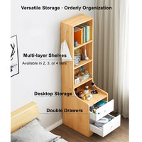 2x bedside table set with shelves and drawers modern white design